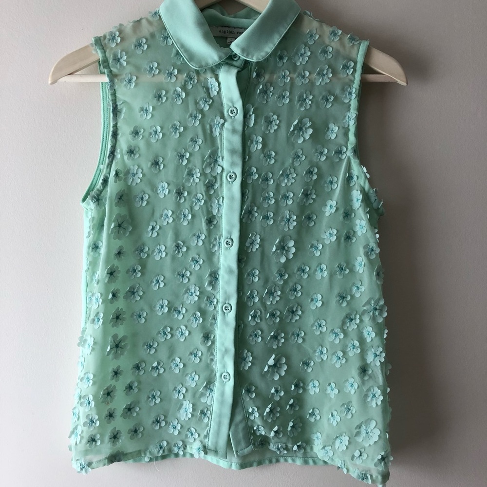 FINAL PRICE English Rose teal sheer tank